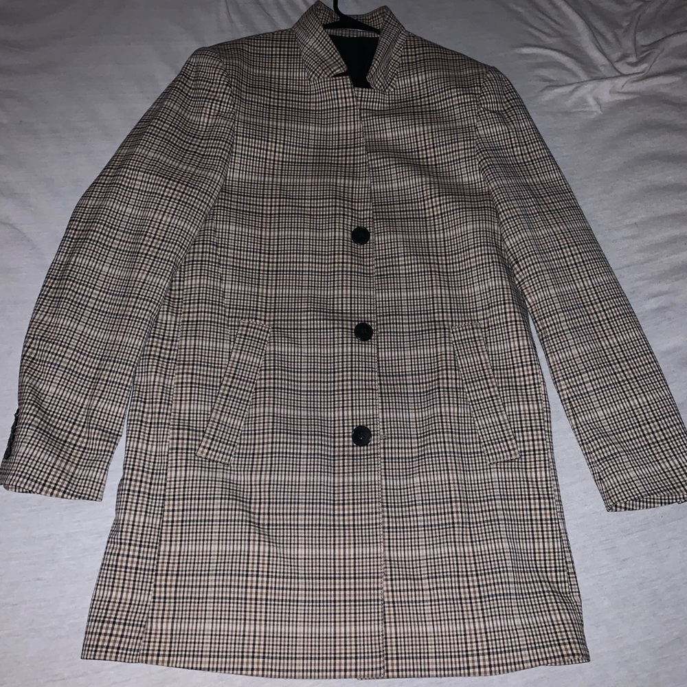 Mens H&M plaid pea coat